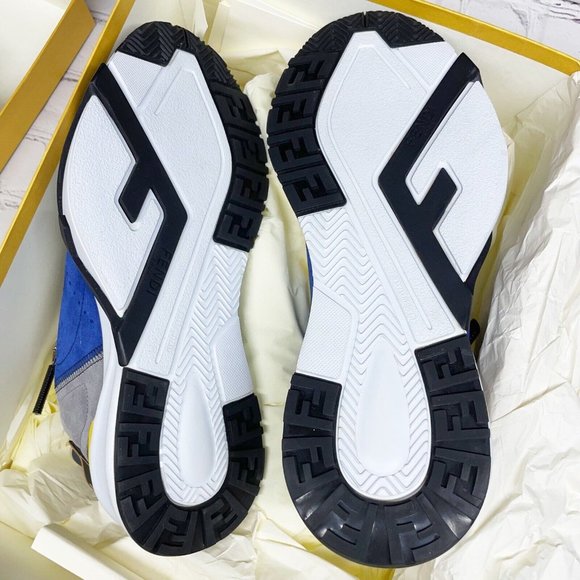 NEW Fendi Flow Multi Color Nylon Low Top Sneakers Men’s 7 Women’s 10 Blue Yellow - Picture 10 of 12